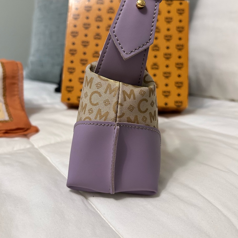 MCM Women's Beige and Purple Micro Handbag - Picture 5 of 14